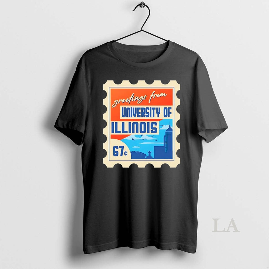 Original Stamp Greetings From University Of Illinois - Adult & Kids T-Shirts, Sweatshirts & Hoodies apparel design preview 1