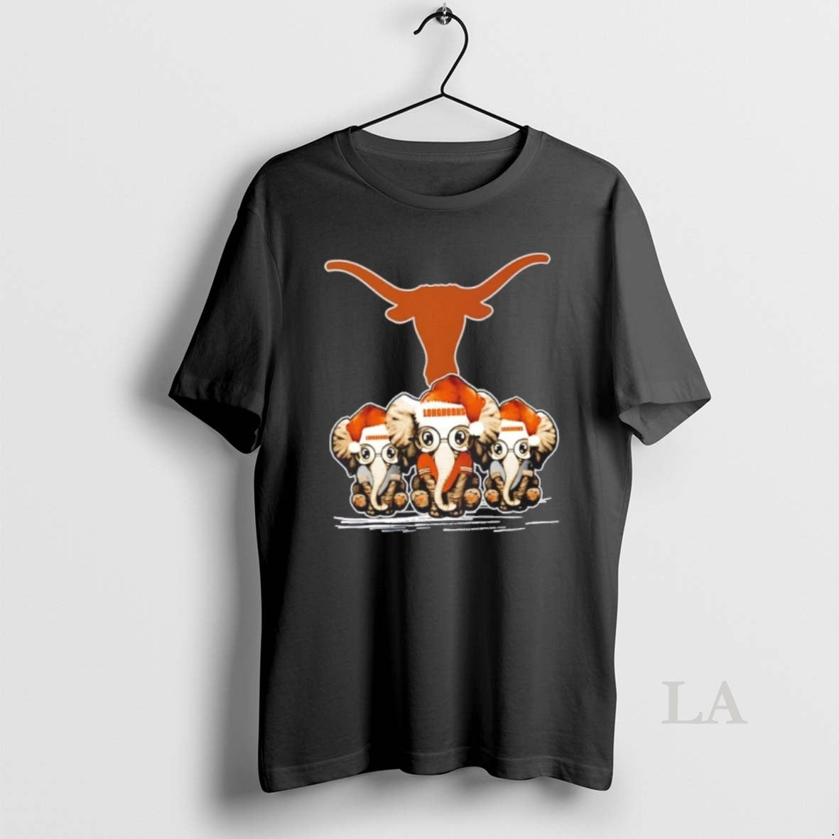Original Texas Longhorns X Elephants Santa Hat Merry - Adult & Kids T-Shirts, Sweatshirts & Hoodies apparel design preview 1