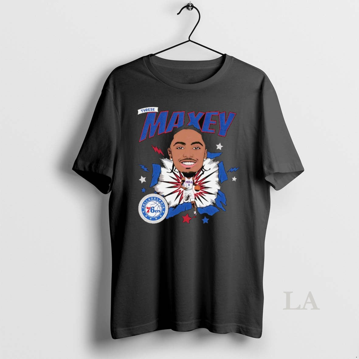 Original Tyrese Maxey Big Head Caricature - Adult & Kids T-Shirts, Sweatshirts & Hoodies apparel design preview 1