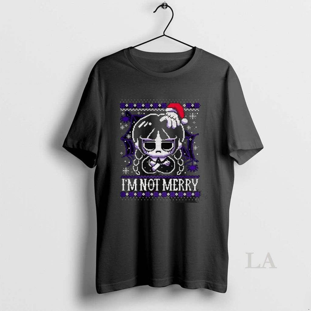 Original Wednesday Addams And Thing Im Not Merry Ugly - Adult & Kids T-Shirts, Sweatshirts & Hoodies apparel design preview 1