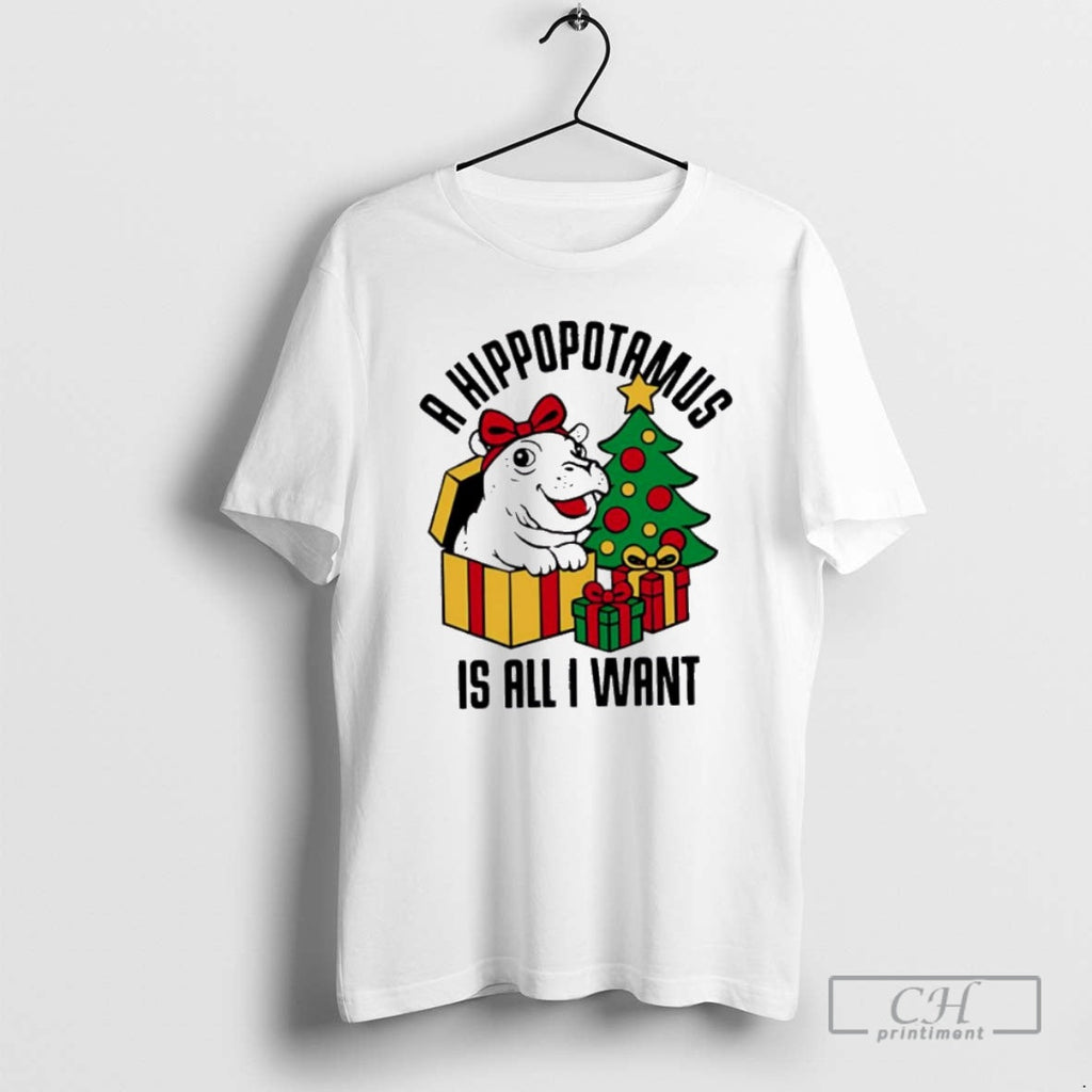 Premium A Hippopotamus Is All I Want Christmas - Adult & Kids T-Shirts, Sweatshirts & Hoodies apparel design preview 1