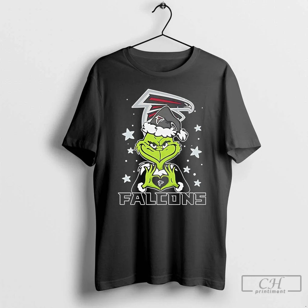 Premium Atlanta Falcons Love Grinch Heart Hand - Adult & Kids T-Shirts, Sweatshirts & Hoodies apparel design preview 1