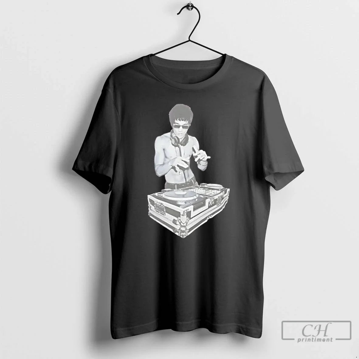 Premium Bruce Lee Dj Kung Fu Master Mixing Vinyl - Adult & Kids T-Shirts, Sweatshirts & Hoodies apparel design preview 1