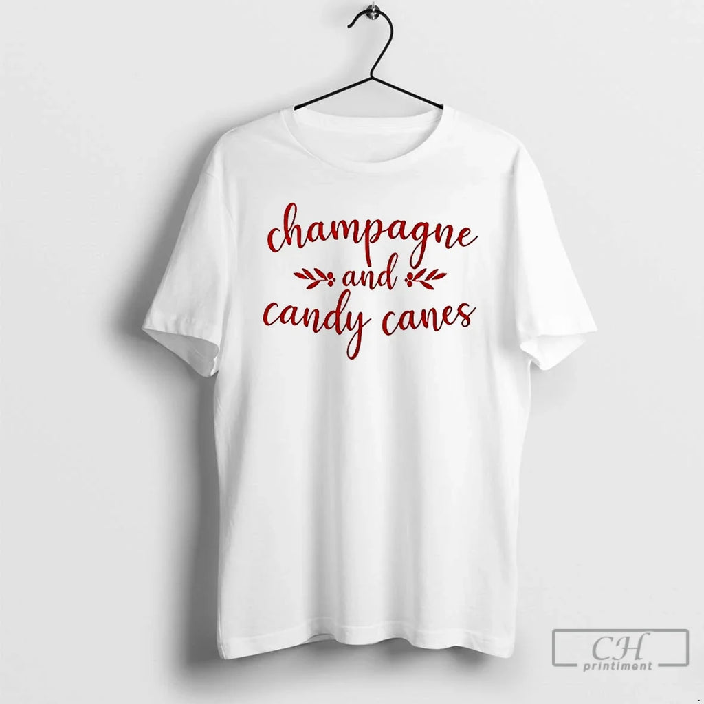 Premium Champagne And Candy Canes Christmas - Adult & Kids T-Shirts, Sweatshirts & Hoodies apparel design preview 1