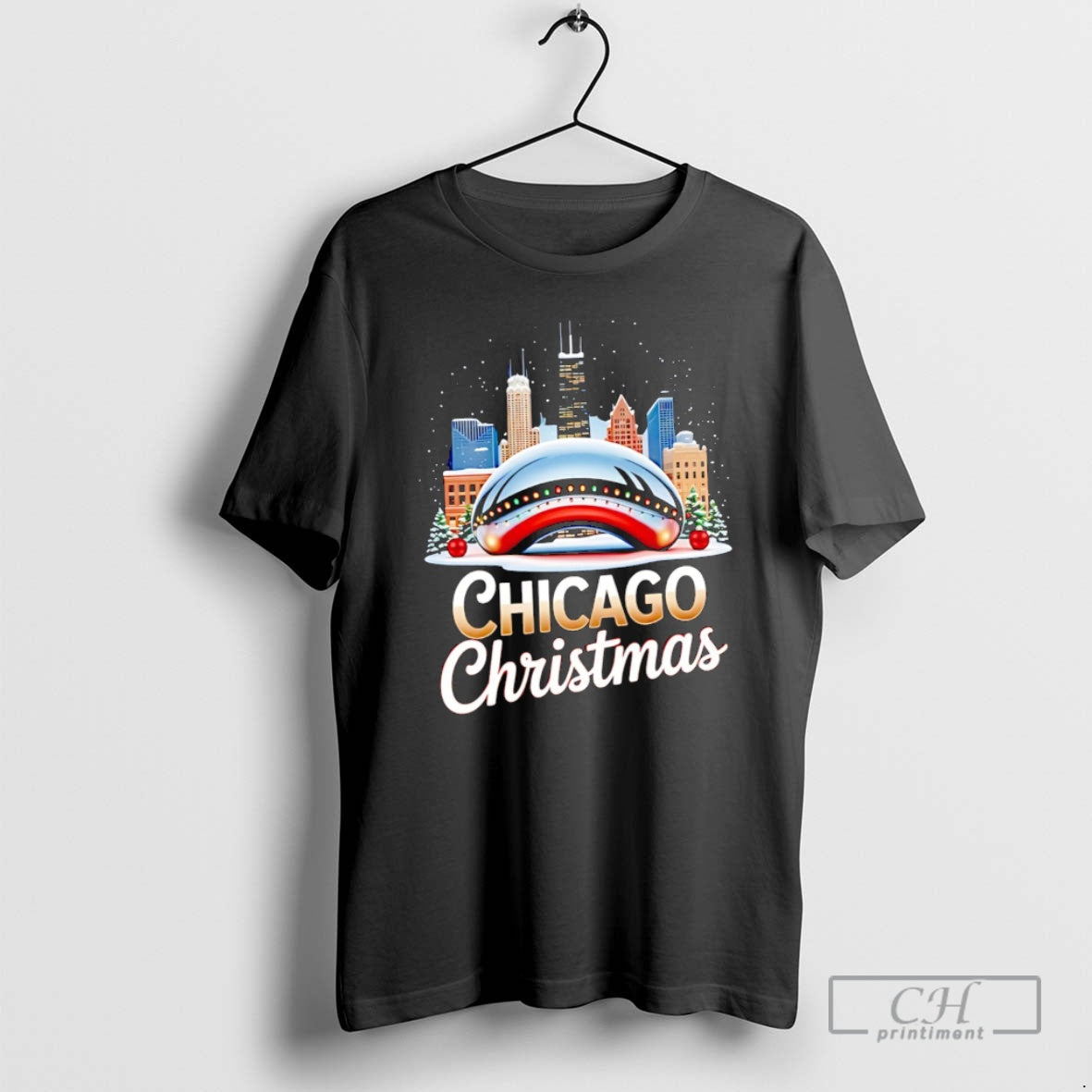 Premium Chicago Christmas Cloud Gate The Bean City - Adult & Kids T-Shirts, Sweatshirts & Hoodies apparel design preview 1