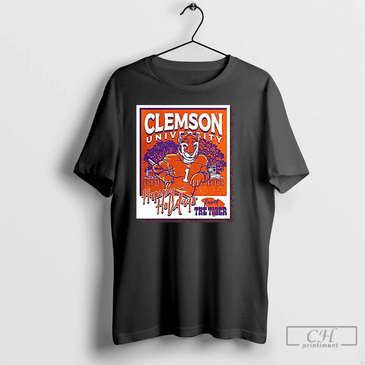 Premium Clemson Tigers University Happy Holidays - Adult & Kids T-Shirts, Sweatshirts & Hoodies apparel design preview 1