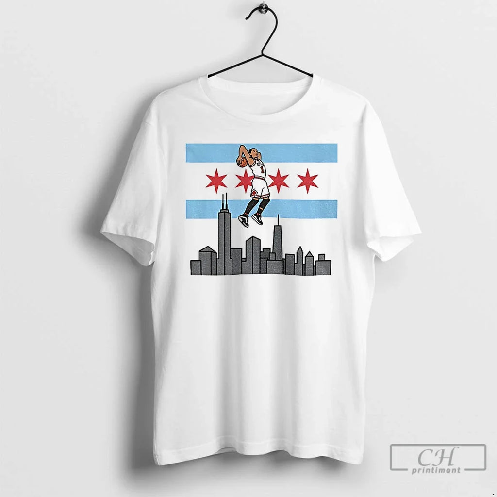 Premium Derrick Rose Chicago Bulls Basketball City - Adult & Kids T-Shirts, Sweatshirts & Hoodies apparel design preview 1