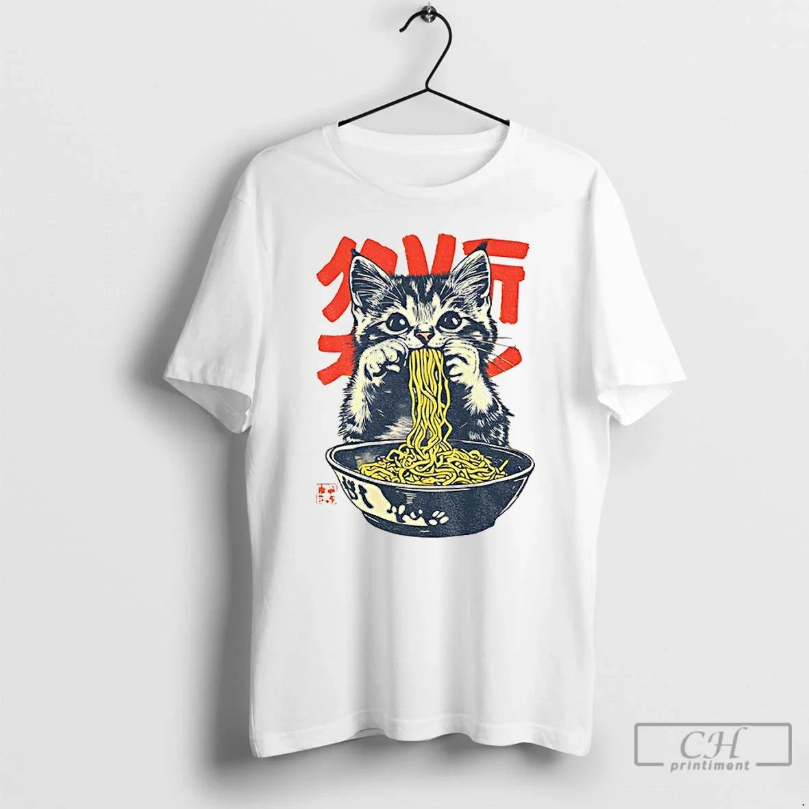 Premium Funny Cat Eat Ramen Meme - Adult & Kids T-Shirts, Sweatshirts & Hoodies apparel design preview 1