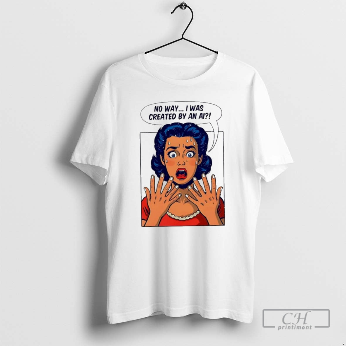 Premium Girl No Way I Was Created By An Ai Sweater - Adult & Kids T-Shirts, Sweatshirts & Hoodies apparel design preview 1