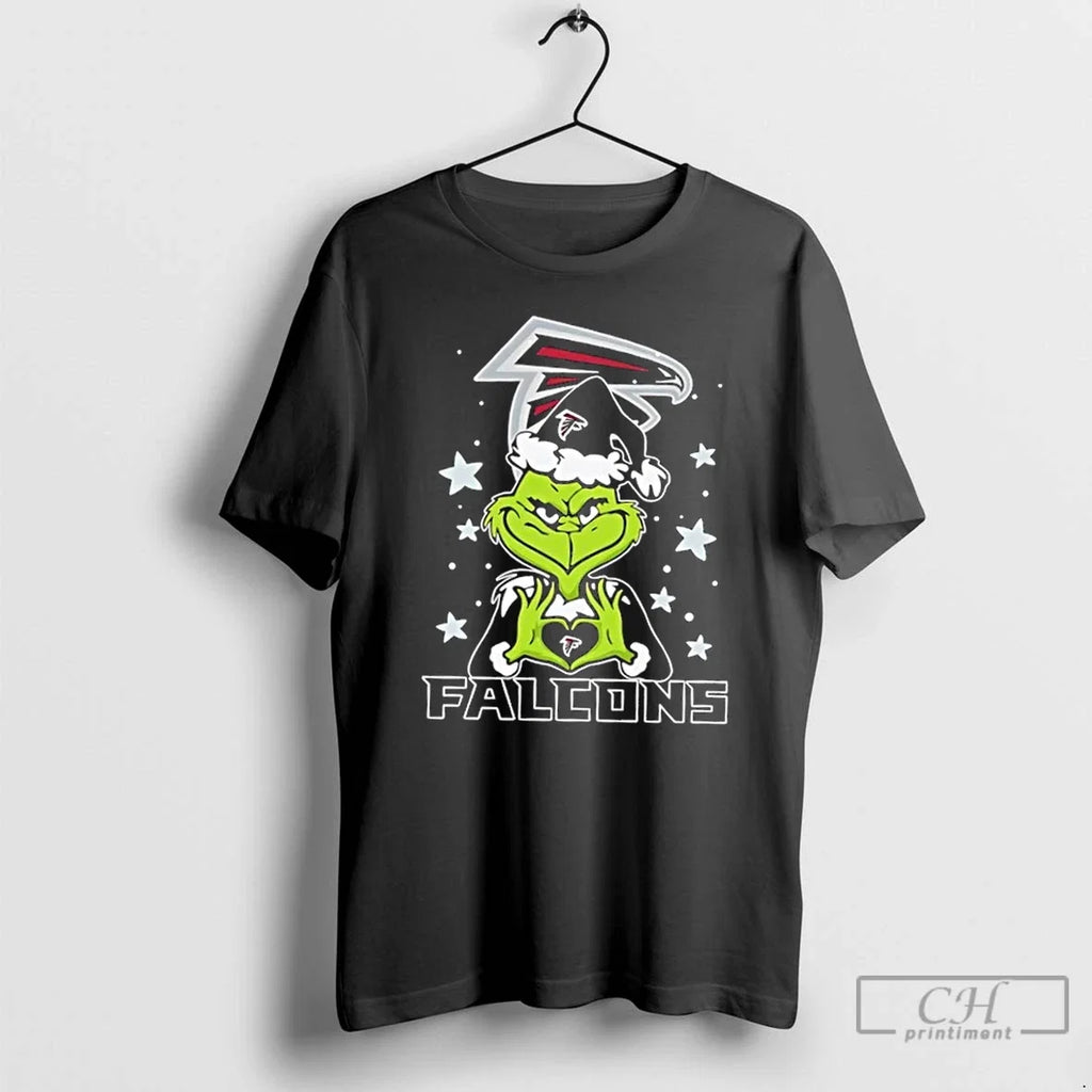 Premium Grinch Love Atlanta Falcons Football Merry - Adult & Kids T-Shirts, Sweatshirts & Hoodies apparel design preview 1