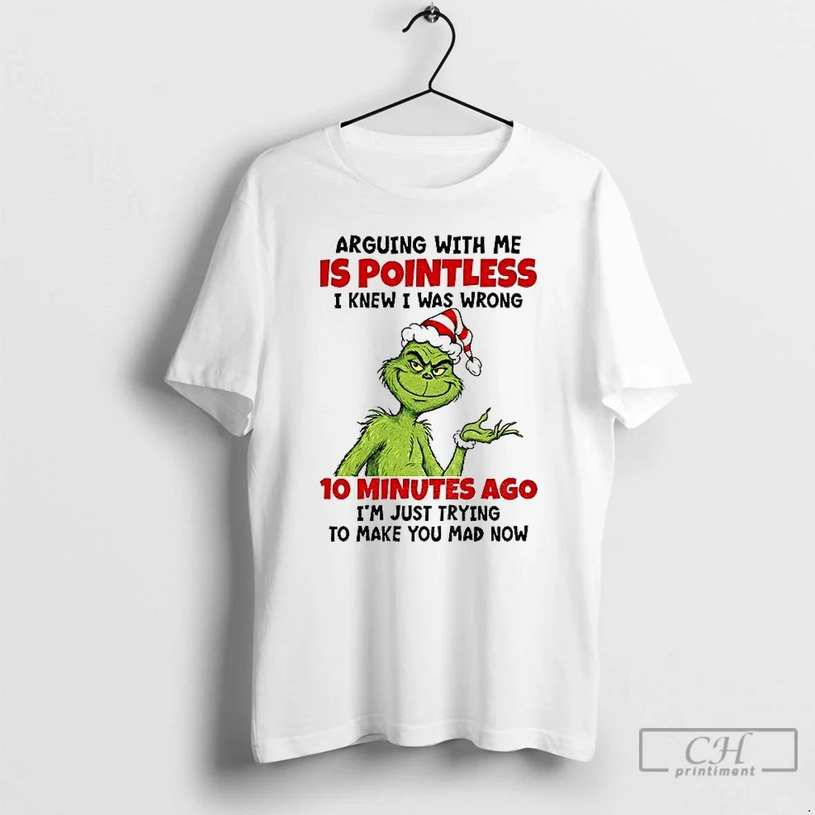 Premium Grinch Santa Arguing With Me Is Pointless I - Adult & Kids T-Shirts, Sweatshirts & Hoodies apparel design preview 1