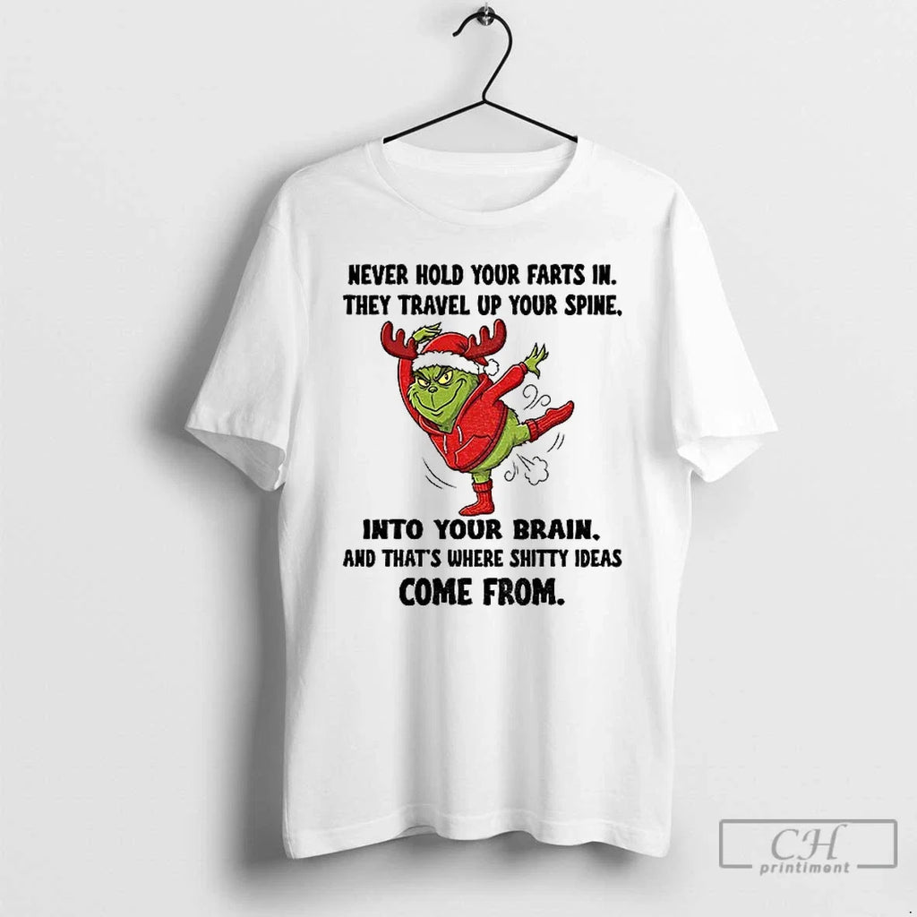 Premium Grinch Santa Never Hold Your Farts In They - Adult & Kids T-Shirts, Sweatshirts & Hoodies apparel design preview 1