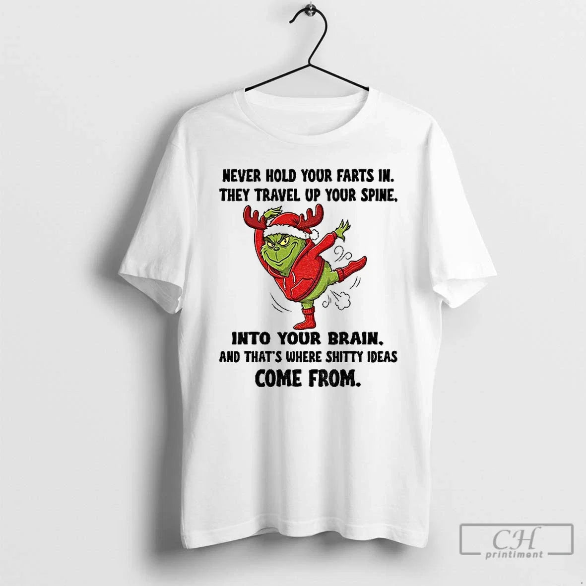 Premium Grinch Santa Never Hold Your Farts In They - Adult & Kids T-Shirts, Sweatshirts & Hoodies apparel design preview 1
