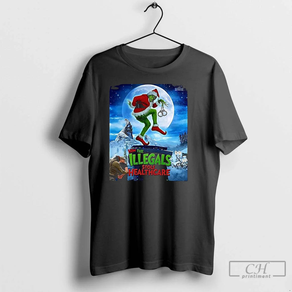 Premium Grinch How The Illegals Stole Healthcare - Adult & Kids T-Shirts, Sweatshirts & Hoodies apparel design preview 1