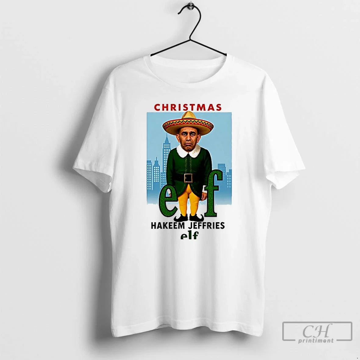 Premium Hakeem Jeffries Elf Christmas - Adult & Kids T-Shirts, Sweatshirts & Hoodies apparel design preview 1