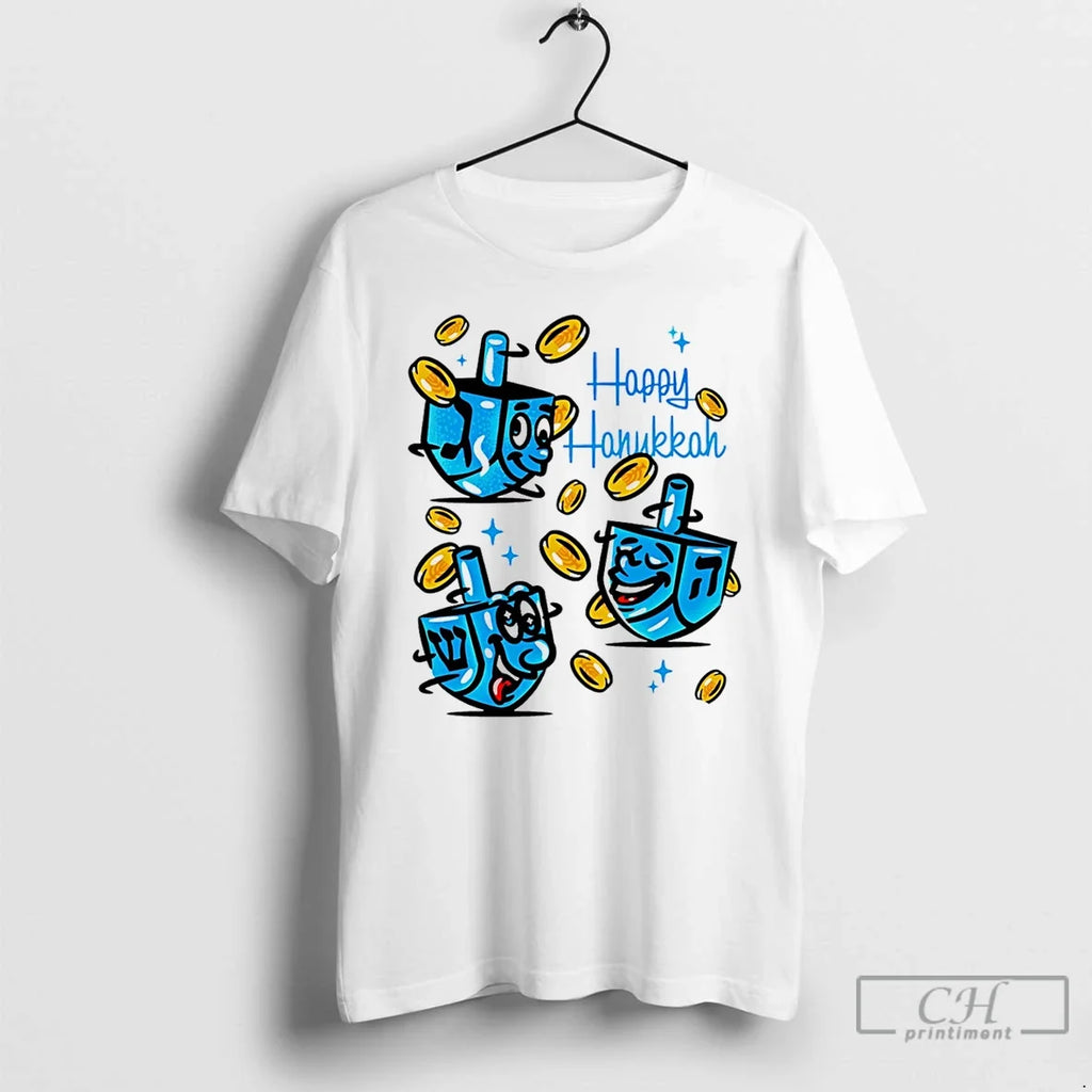 Premium Happy Hanukkah Here Comes 2025 - Adult & Kids T-Shirts, Sweatshirts & Hoodies apparel design preview 1