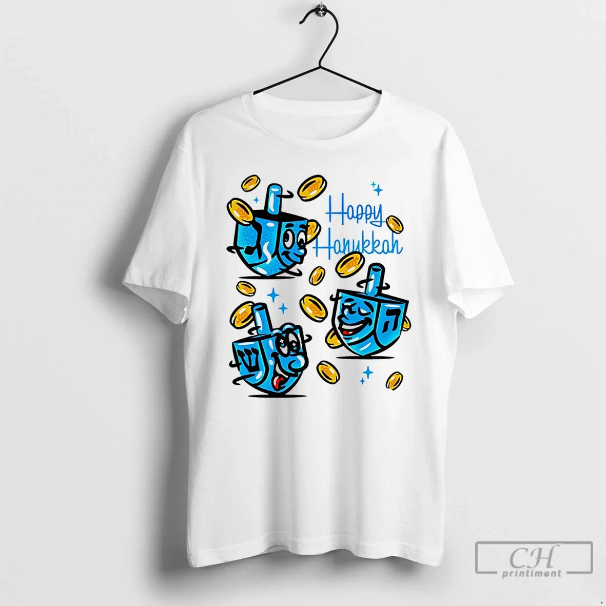 Premium Happy Hanukkah Here Comes 2025 - Adult & Kids T-Shirts, Sweatshirts & Hoodies apparel design preview 1