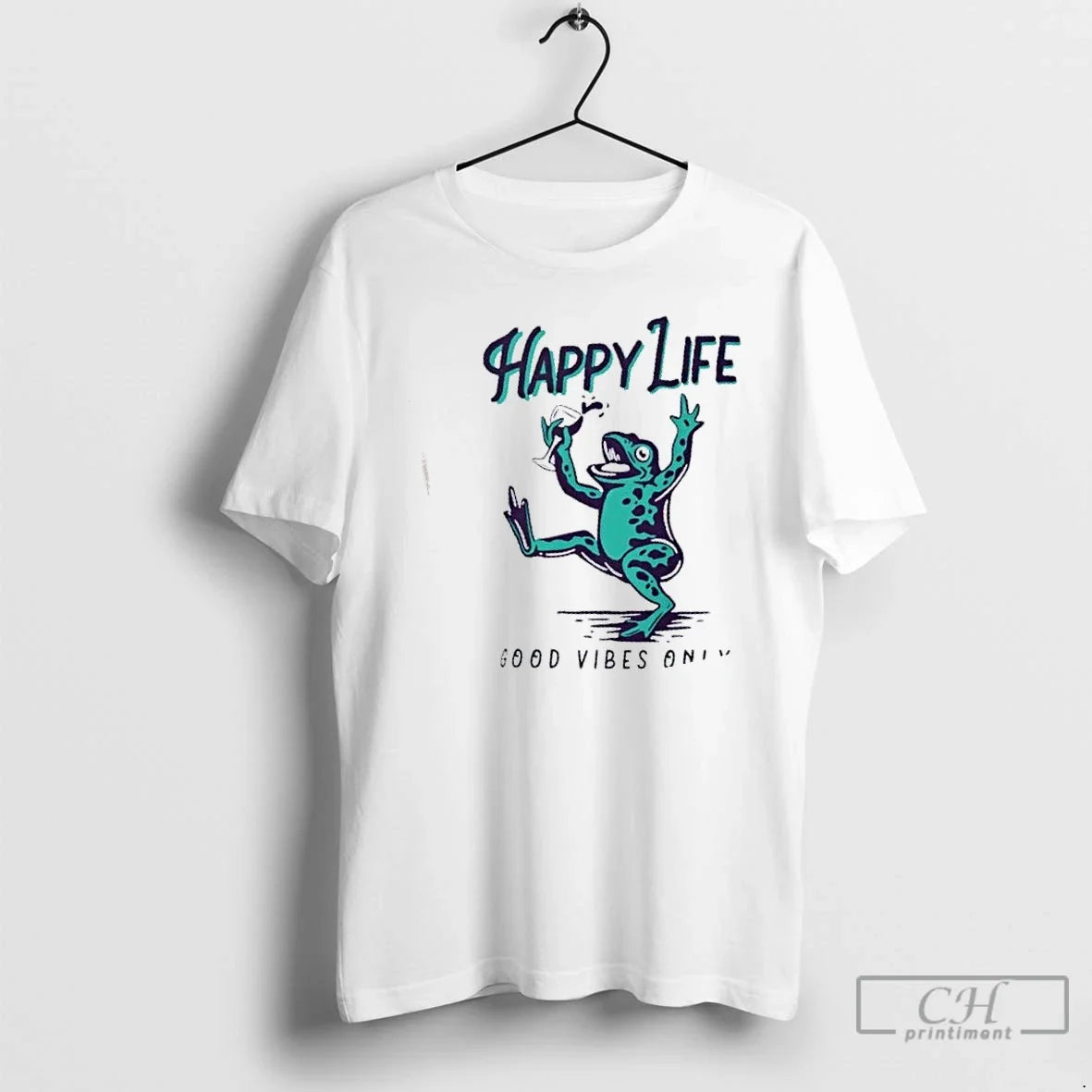 Premium Happy Life Good Vibes Only Frog - Adult & Kids T-Shirts, Sweatshirts & Hoodies apparel design preview 1