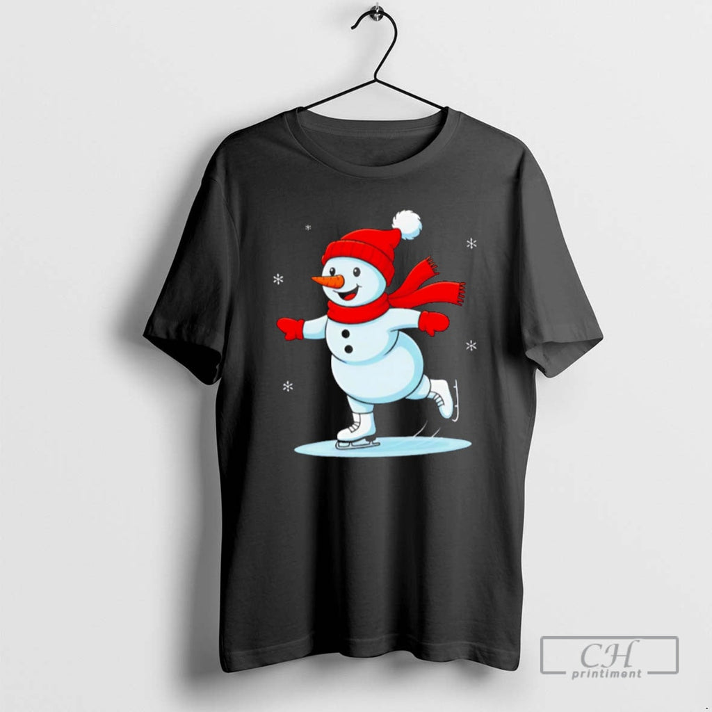 Premium Ice Skating Snowman Christmas Funny Sweater - Adult & Kids T-Shirts, Sweatshirts & Hoodies apparel design preview 1