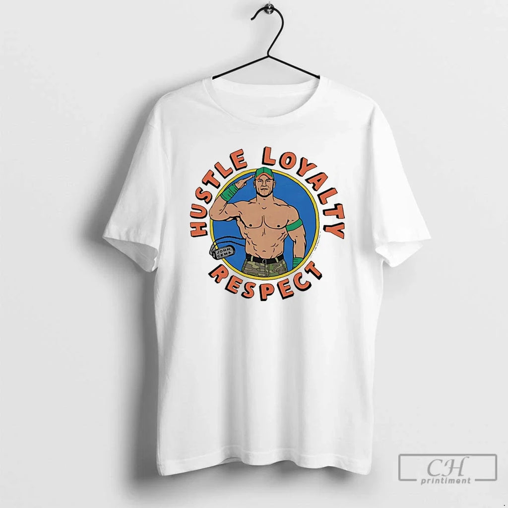 Premium John Cena Hustle Loyalty Respect Caricature - Adult & Kids T-Shirts, Sweatshirts & Hoodies apparel design preview 1
