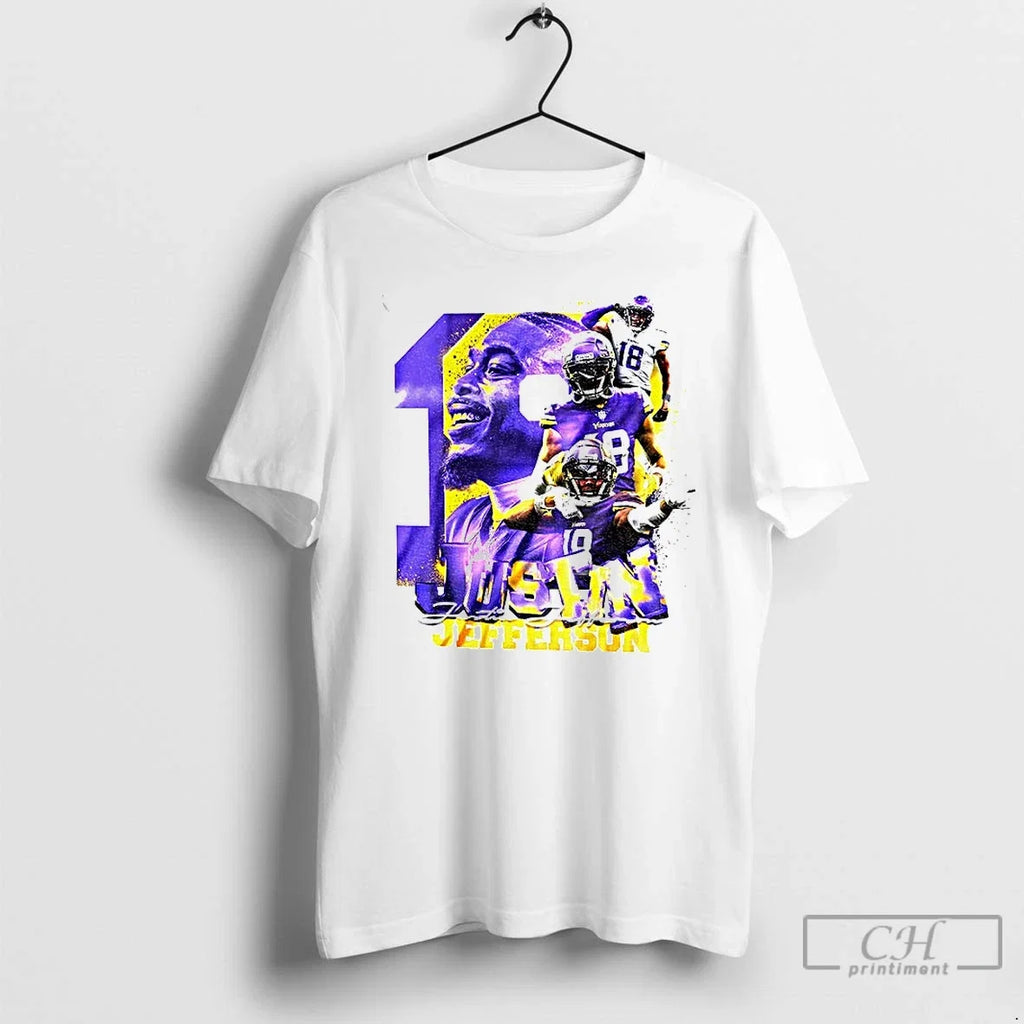 Premium Justin Jefferson Minnesota Vikings Football - Adult & Kids T-Shirts, Sweatshirts & Hoodies apparel design preview 1