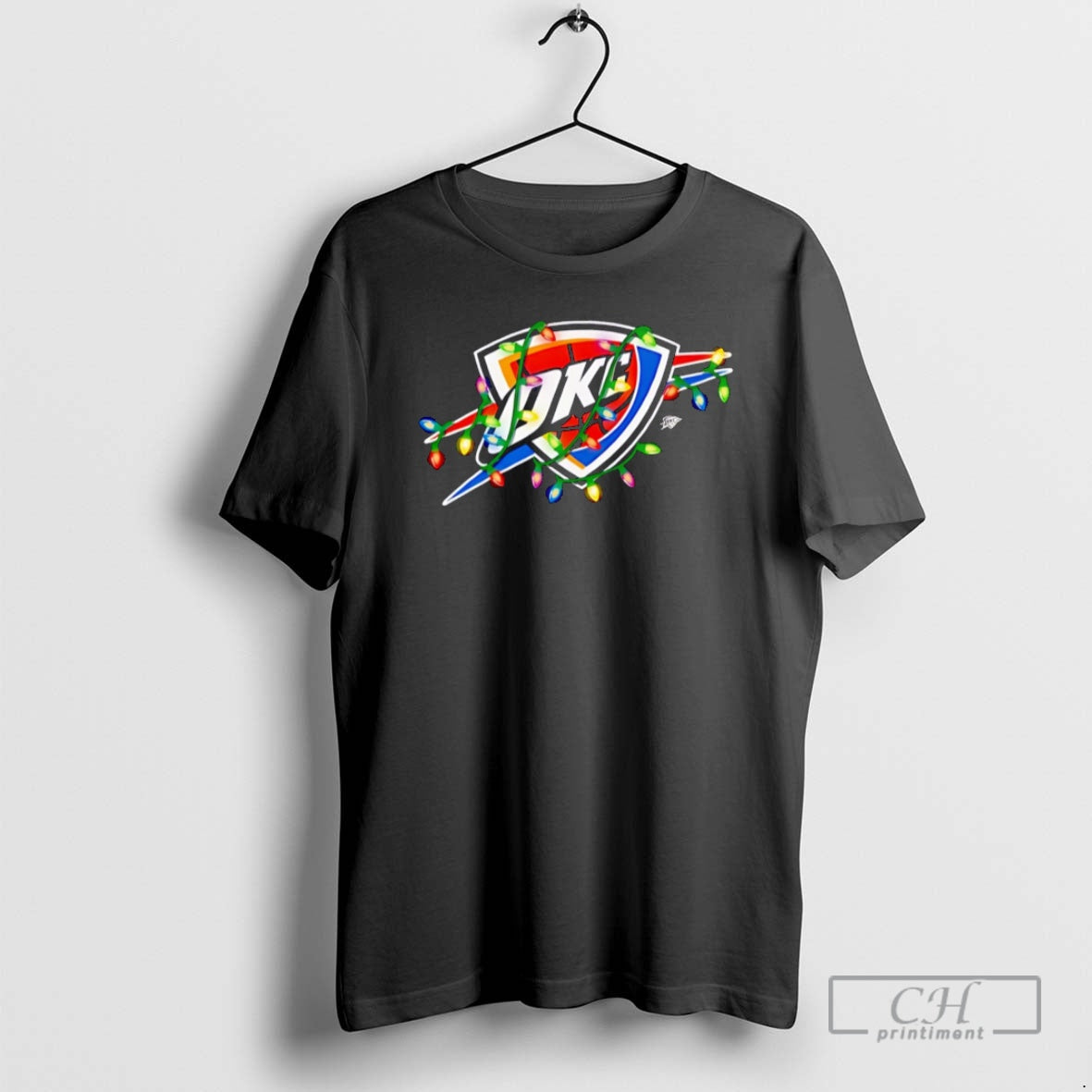 Premium Oklahoma City Thunder Logo Lights Merry - Adult & Kids T-Shirts, Sweatshirts & Hoodies apparel design preview 1