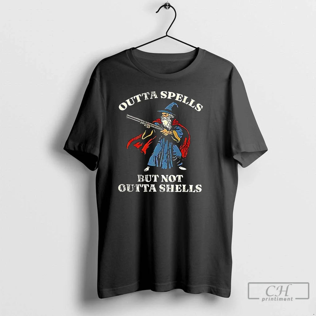 Premium Outta Spells But Not Shells Wizard Holding - Adult & Kids T-Shirts, Sweatshirts & Hoodies apparel design preview 1