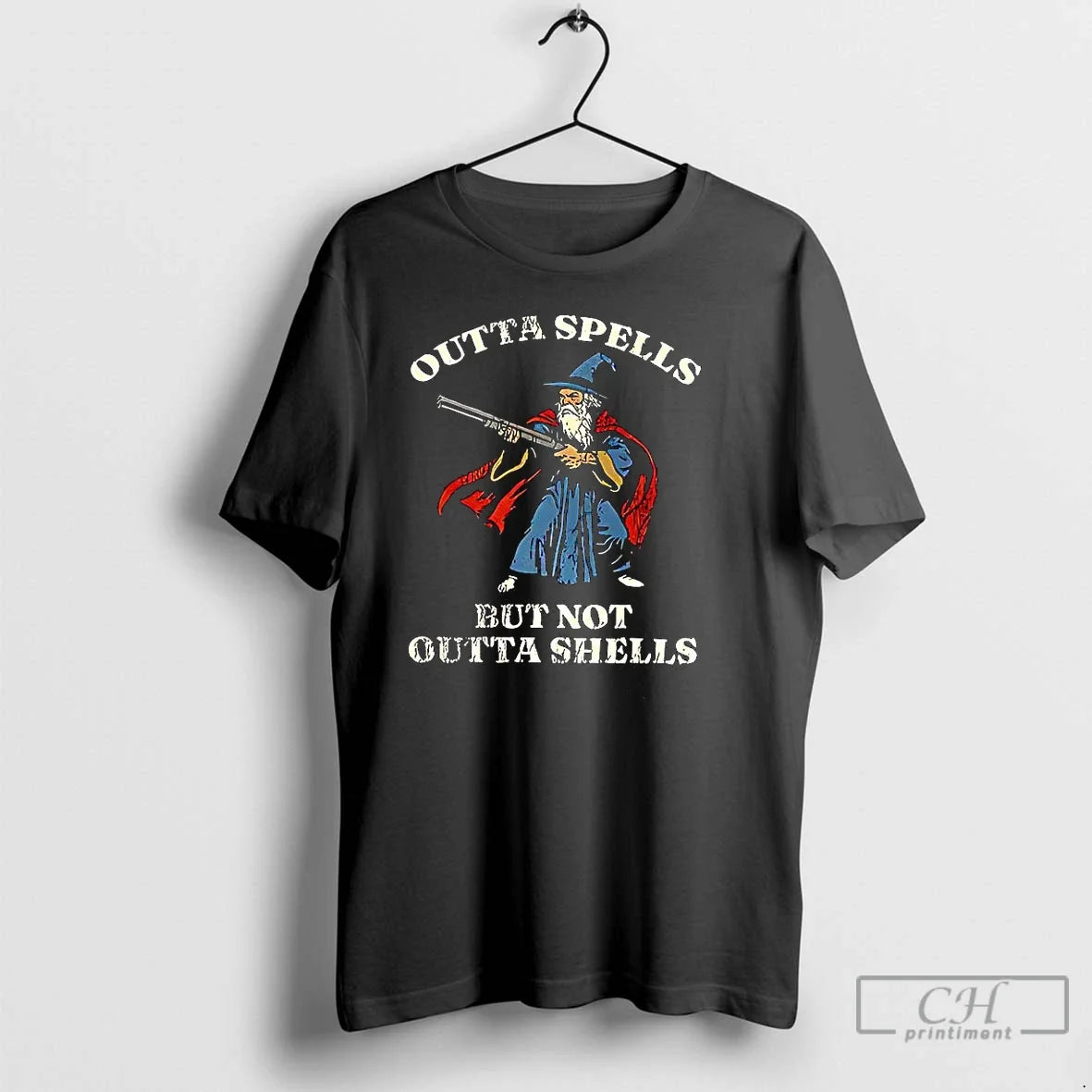 Premium Outta Spells But Not Shells Wizard Holding - Adult & Kids T-Shirts, Sweatshirts & Hoodies apparel design preview 1