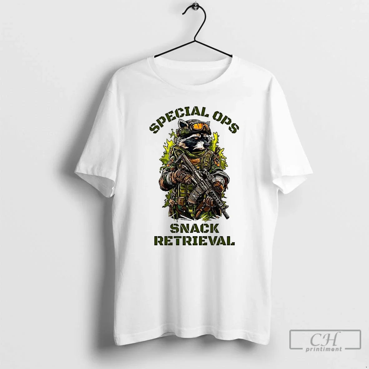 Premium Raccoon In Combat Gear Special Ops Snack - Adult & Kids T-Shirts, Sweatshirts & Hoodies apparel design preview 1