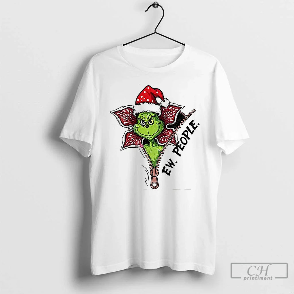 Premium Stranger Grinchy Christmas Grinch Ew People - Adult & Kids T-Shirts, Sweatshirts & Hoodies apparel design preview 1