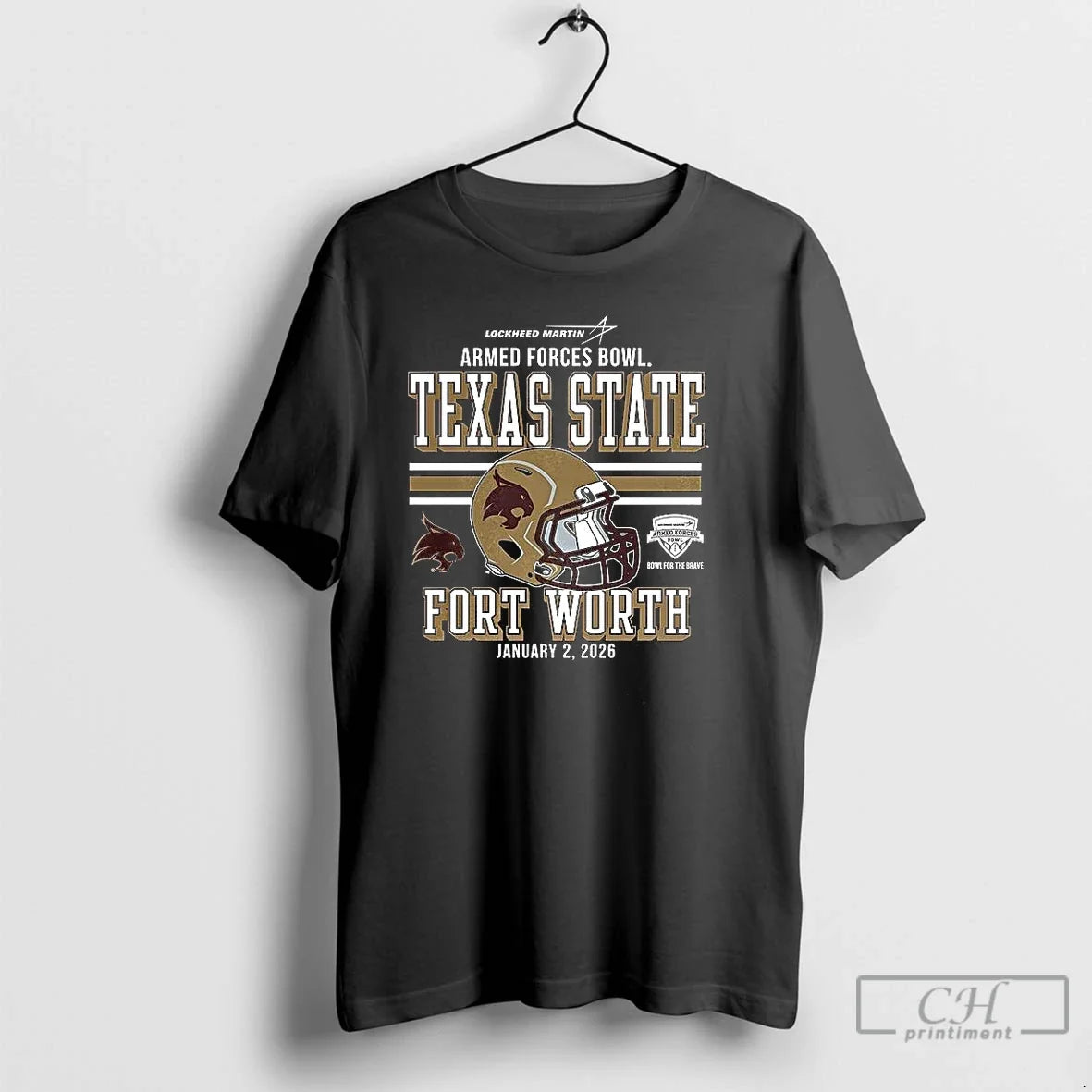 Premium Texas State Bobcats 2025 Armed Forces Bowl - Adult & Kids T-Shirts, Sweatshirts & Hoodies apparel design preview 1