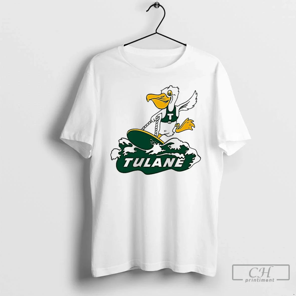 Premium Tulane Green Wave Surfing Mascot - Adult & Kids T-Shirts, Sweatshirts & Hoodies apparel design preview 1