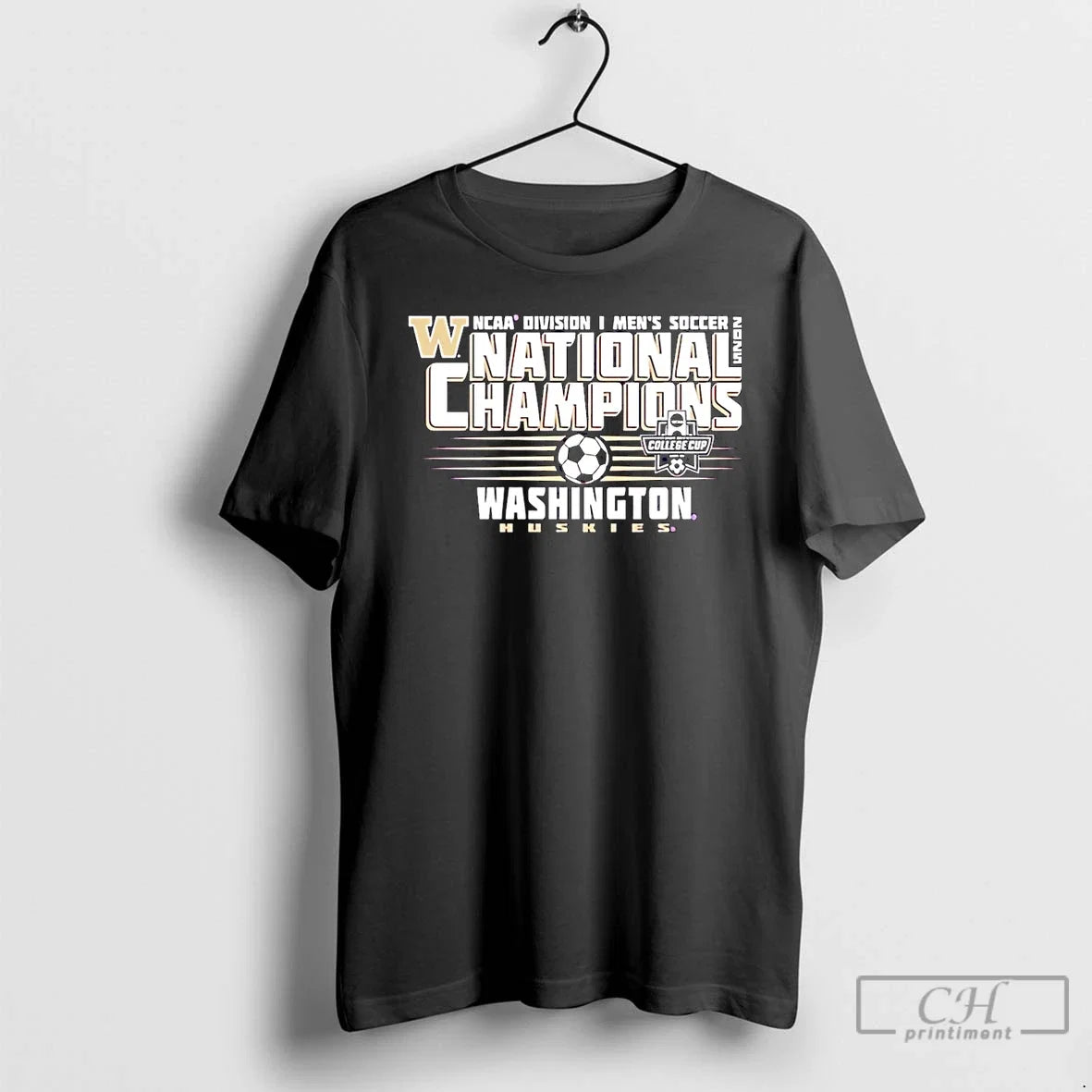 Premium Washington Huskies 2025 Mens Soccer National - Adult & Kids T-Shirts, Sweatshirts & Hoodies apparel design preview 1