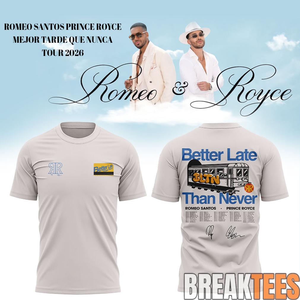 Romeo Santos Prince Royce Mejor Tarde Que Nunca Tour - Adult & Kids T-Shirts, Sweatshirts & Hoodies apparel design preview 1