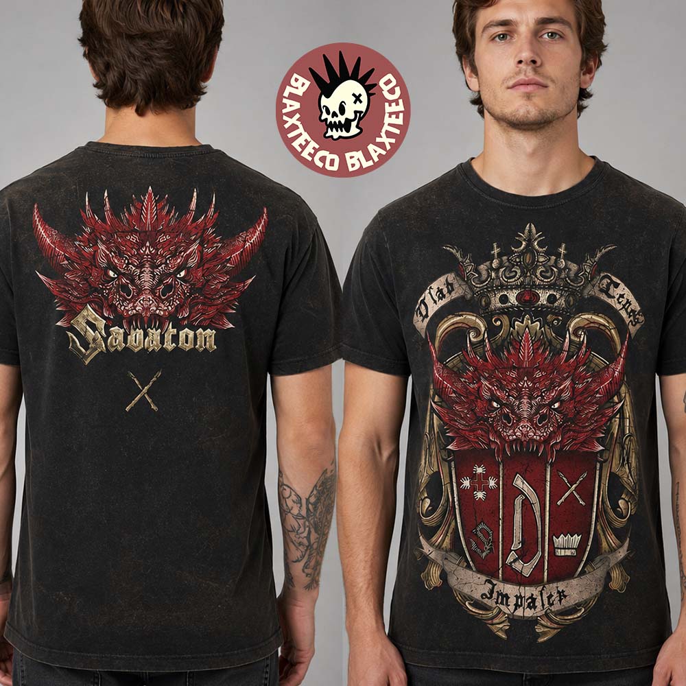 Sabaton Impaler Vlad Tepes Red Dragon Vintage - Adult & Kids T-Shirts, Sweatshirts & Hoodies apparel design preview 1