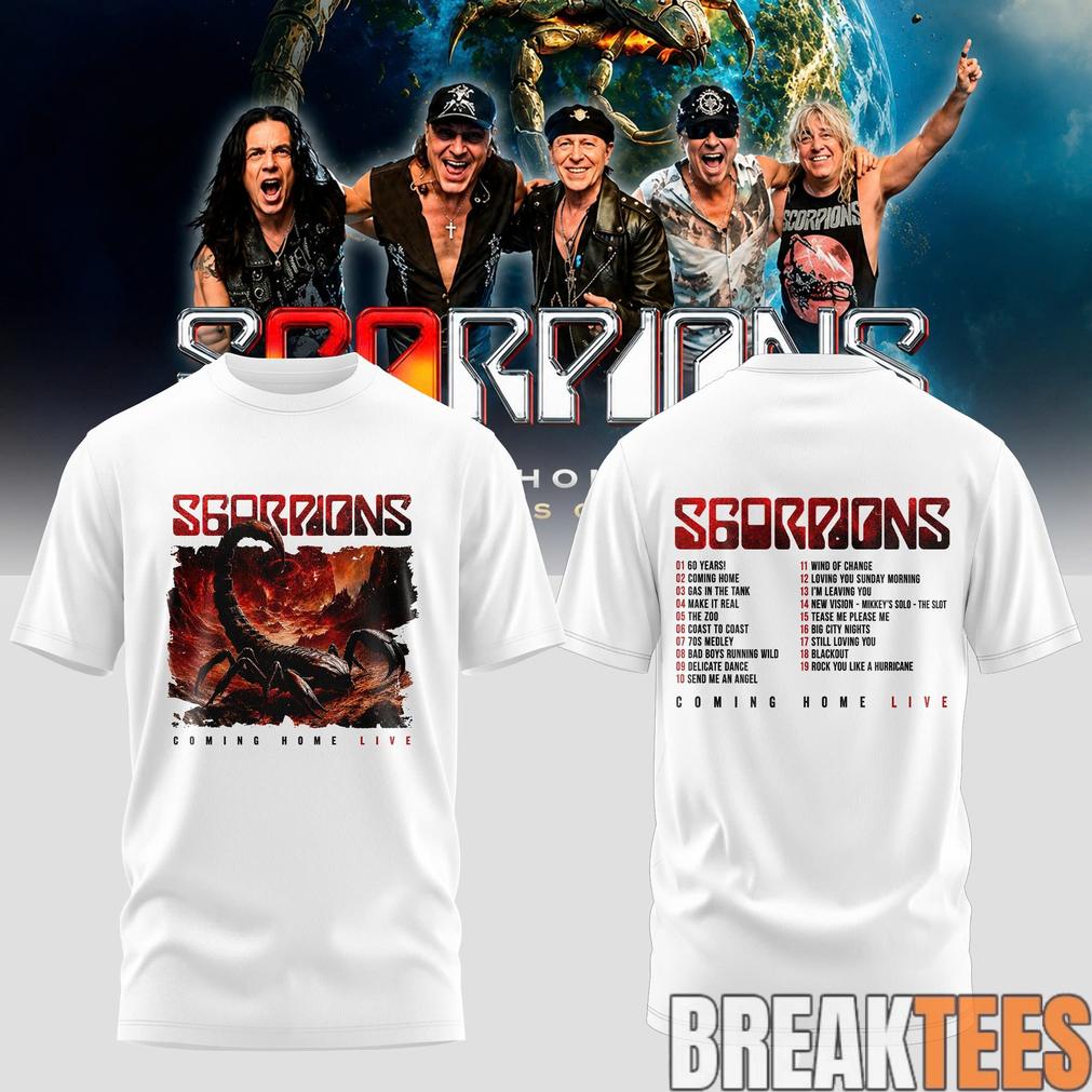 Scorpions Coming Home 2026 World Tour White Edition - Adult & Kids T-Shirts, Sweatshirts & Hoodies apparel design preview 1