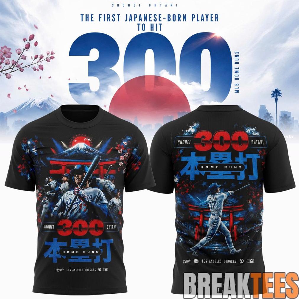Shohei Ohtani LA Dodgers First Japanese Player to Hit - Adult & Kids T-Shirts, Sweatshirts & Hoodies apparel design preview 1