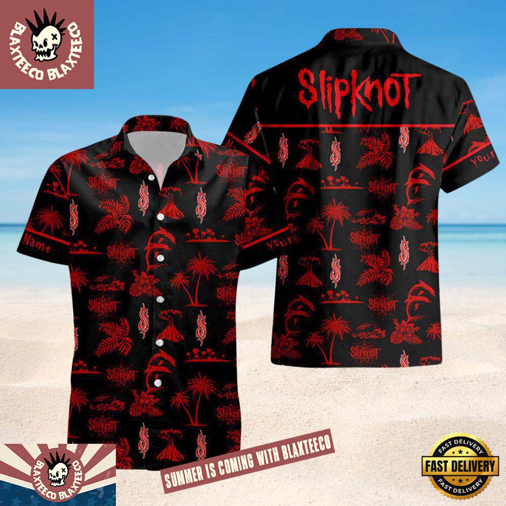 Slipknot Inferno Vibes Black And Red Summer Hawaiian - Adult & Kids T-Shirts, Sweatshirts & Hoodies apparel design preview 1