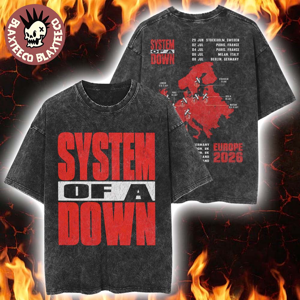 System Of A Down EU And UK Tour 2026 Merch Big Logo - Adult & Kids T-Shirts, Sweatshirts & Hoodies apparel design preview 1