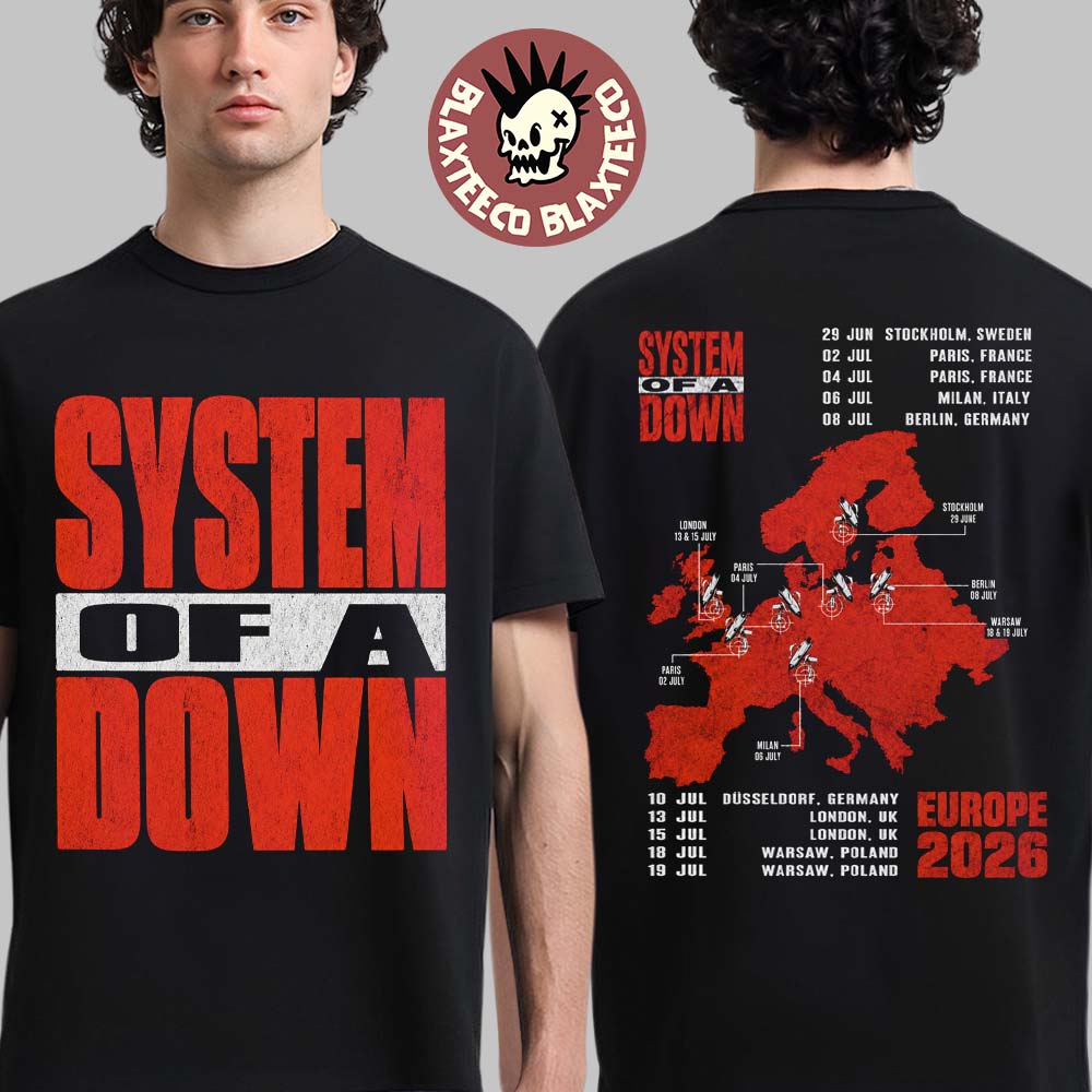 System Of A Down EU And UK Tour 2026 Merch Big Logo - Adult & Kids T-Shirts, Sweatshirts & Hoodies apparel design preview 1
