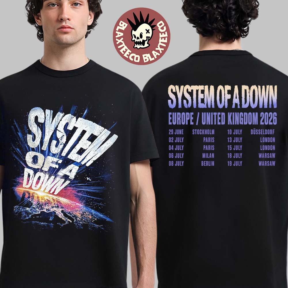 System Of A Down EU And UK Tour 2026 Merch Official - Adult & Kids T-Shirts, Sweatshirts & Hoodies apparel design preview 1