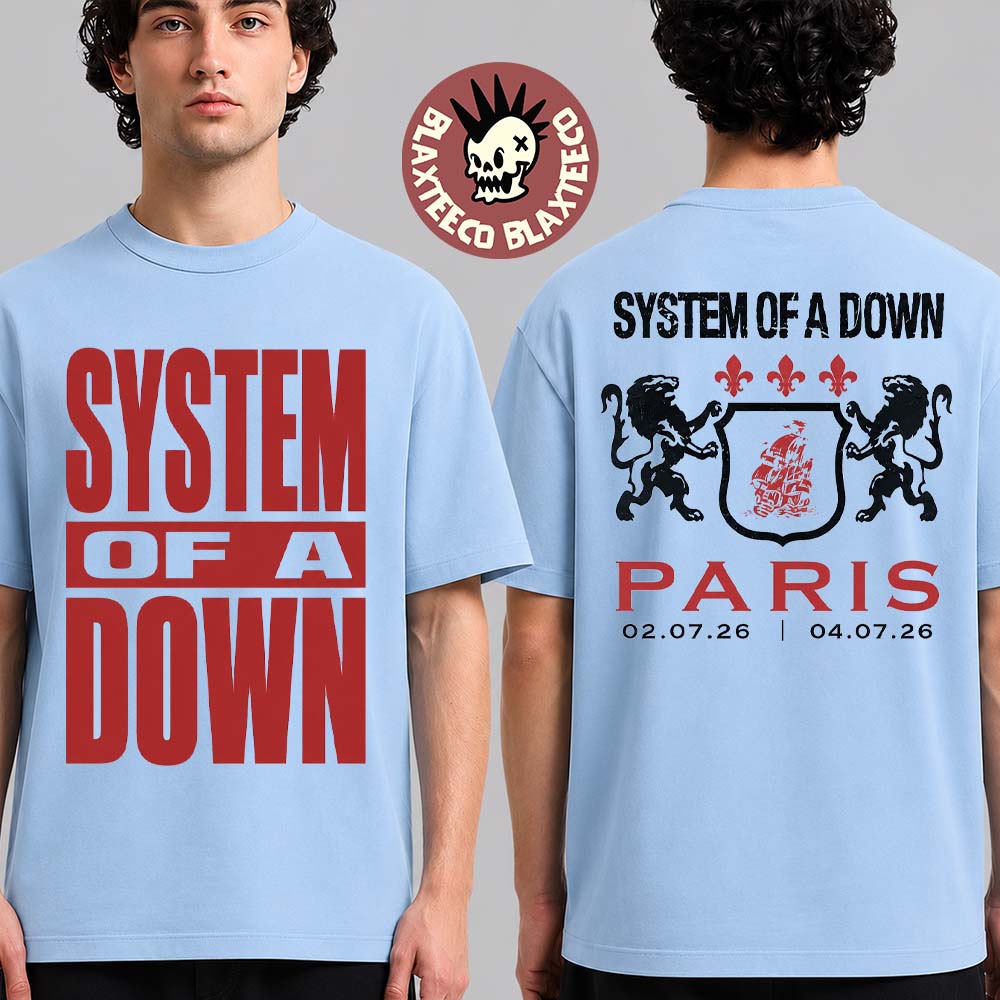 System Of A Down Paris France 2026 Stade de Pop Up - Adult & Kids T-Shirts, Sweatshirts & Hoodies apparel design preview 1