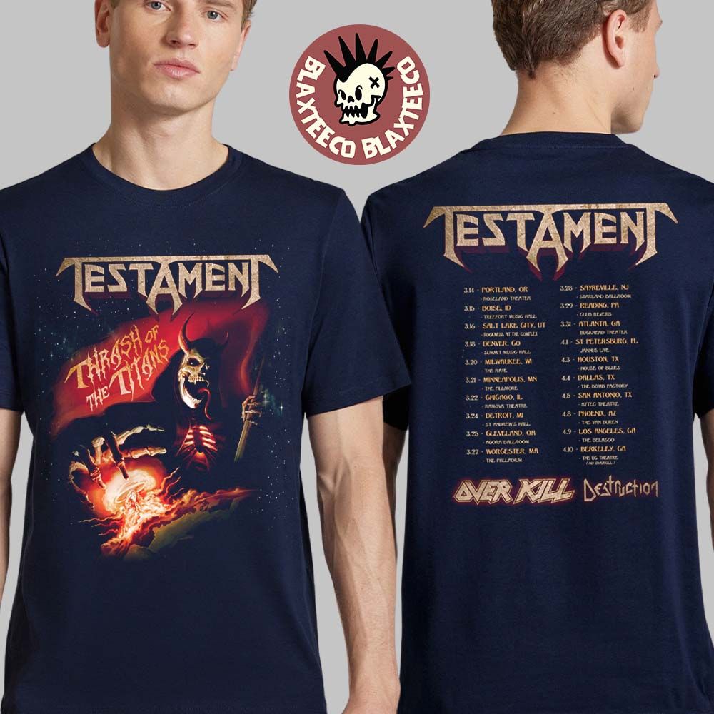 Testament Thrash Of The Titans North America 2026 - Adult & Kids T-Shirts, Sweatshirts & Hoodies apparel design preview 1