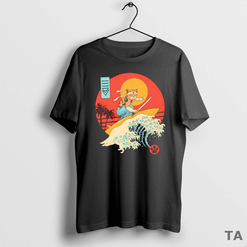 Top Catana Cat Surf Sunset Wave Japan Sweater - Adult & Kids T-Shirts, Sweatshirts & Hoodies apparel design preview 1