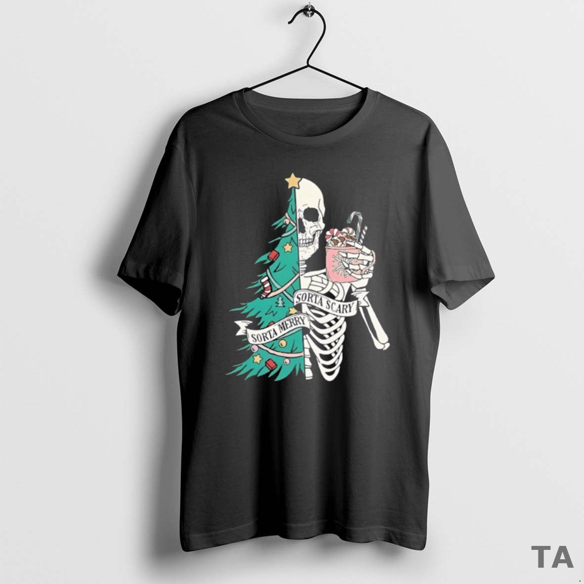 Top Christmas Sorta Merry Scary Skeleton Xmas Sweater - Adult & Kids T-Shirts, Sweatshirts & Hoodies apparel design preview 1