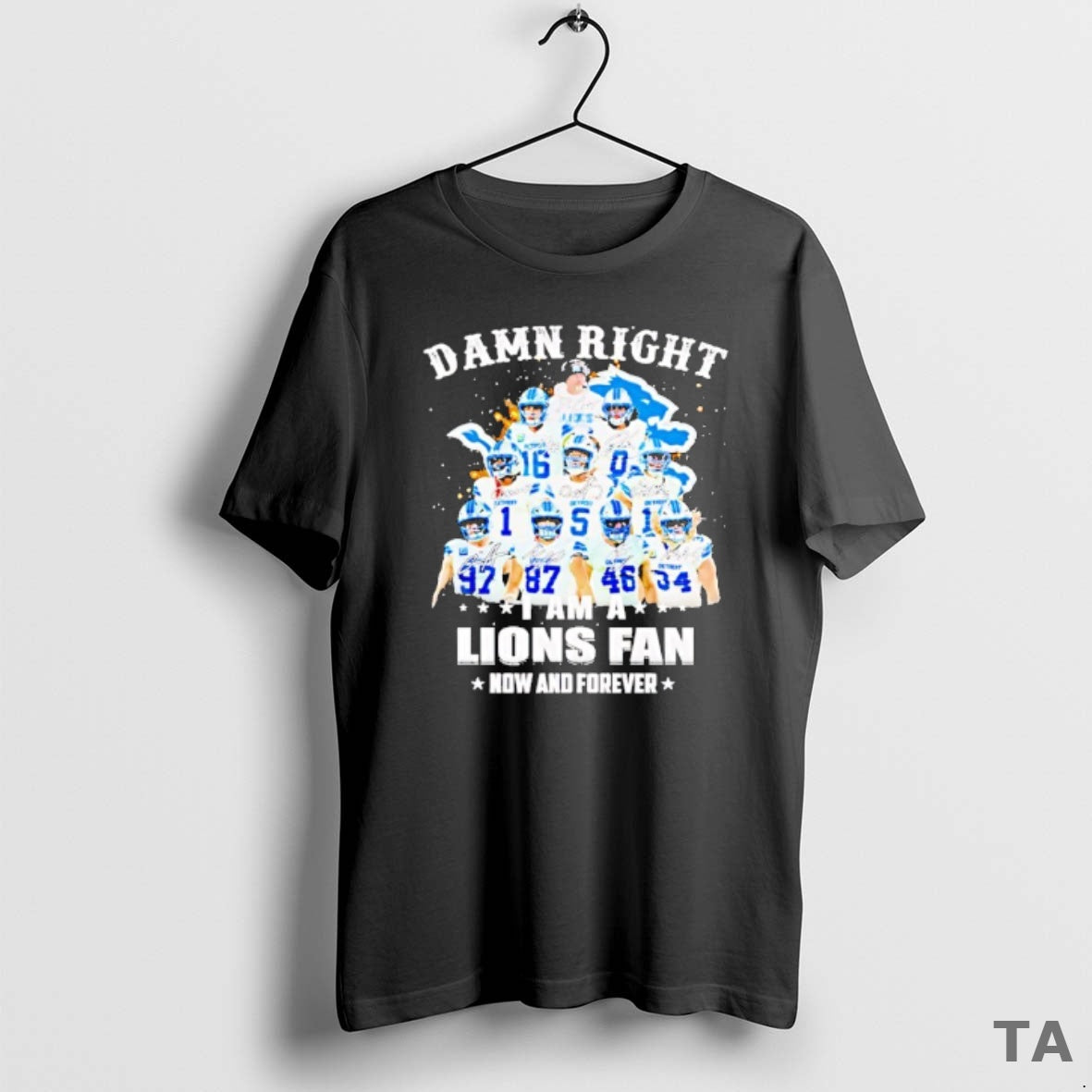 Top Damn Right Team Player I Am A Lions Fan Now And - Adult & Kids T-Shirts, Sweatshirts & Hoodies apparel design preview 1
