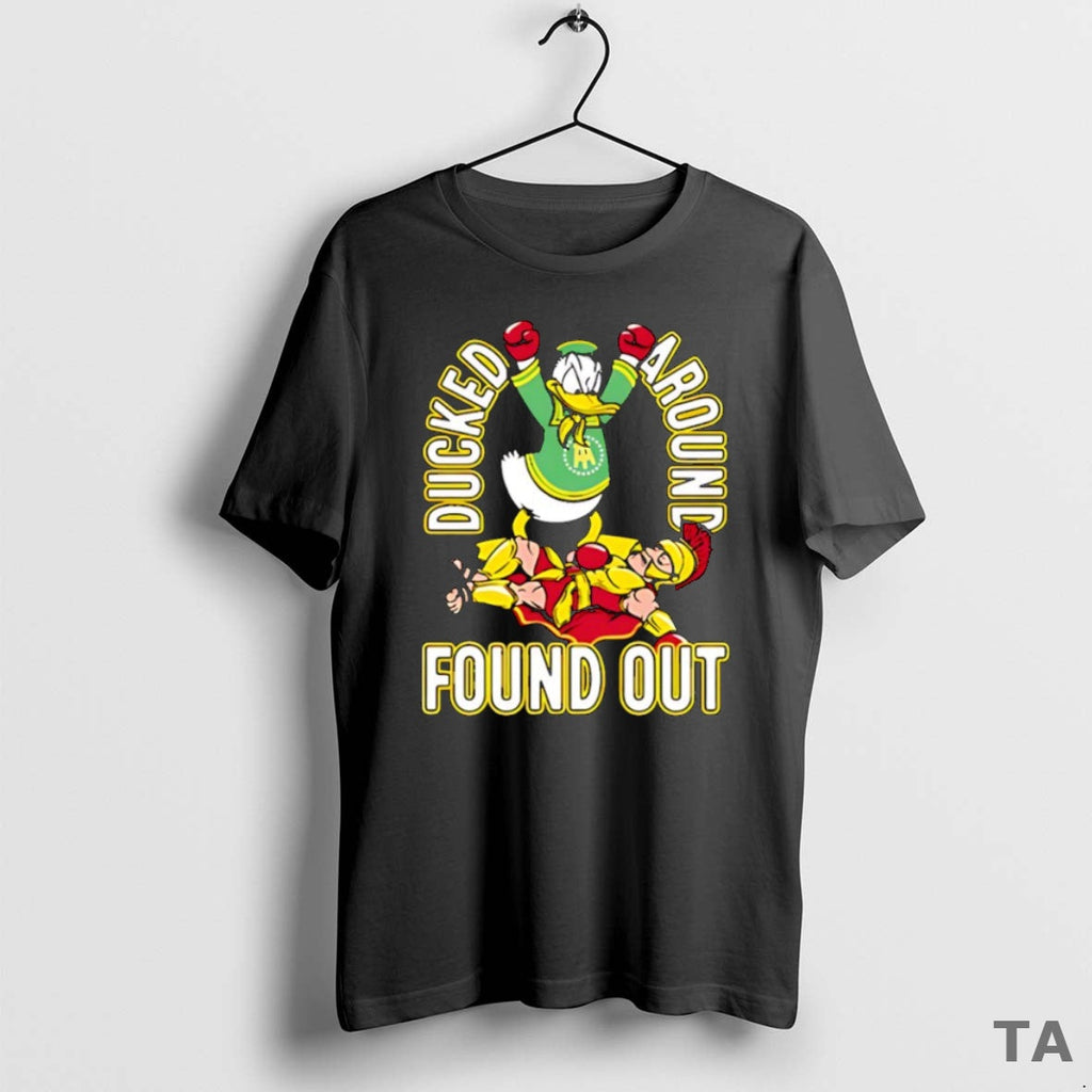 Top Ducked Defeats Usc Trojan Around Found Out Mascot - Adult & Kids T-Shirts, Sweatshirts & Hoodies apparel design preview 1