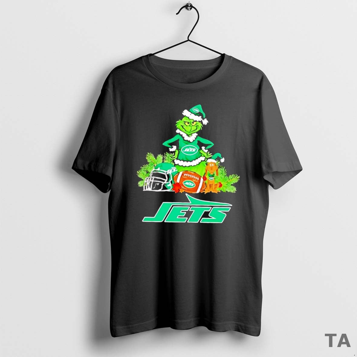 Top Grinch And Max Dog New York Jets Football Merry - Adult & Kids T-Shirts, Sweatshirts & Hoodies apparel design preview 1