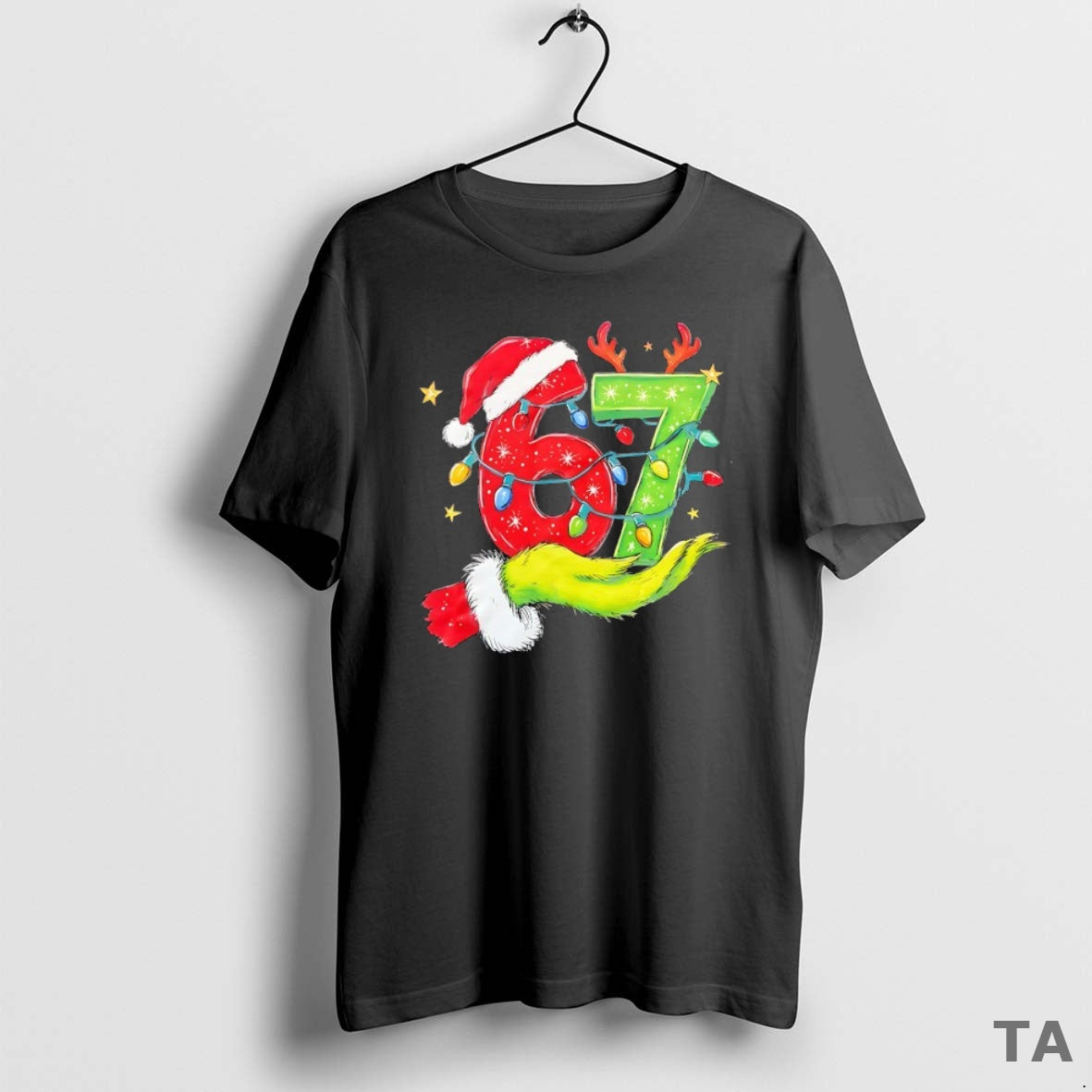Top Grinch Hand 67 Christmas Lights Sweater - Adult & Kids T-Shirts, Sweatshirts & Hoodies apparel design preview 1