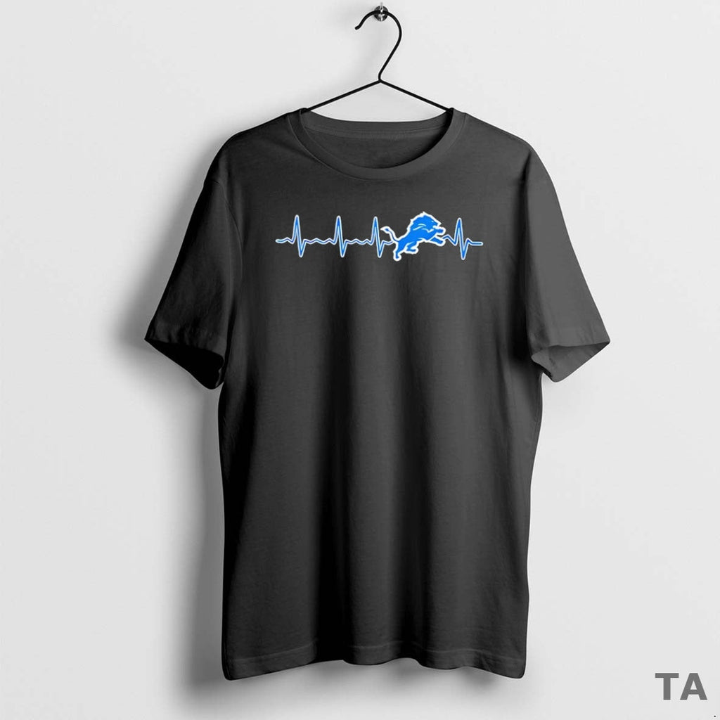 Top Heartbeat Love Detroit Lions Football Logo - Adult & Kids T-Shirts, Sweatshirts & Hoodies apparel design preview 1